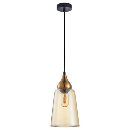 Jerez Glass & Iron Pendant Light, Bronze / Amber