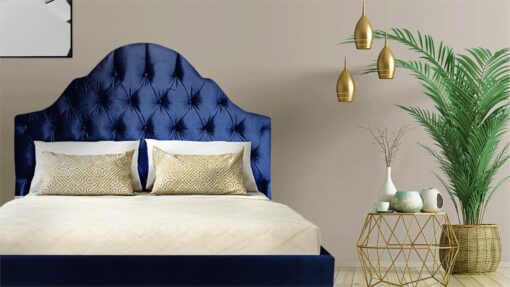 Julia custom upholstered bed frame with choice of standard base