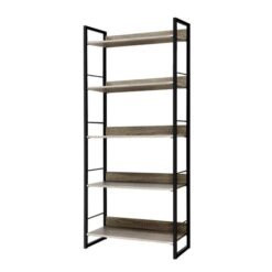 Kings Bookshelf Wooden Display Shelves Bookcase Shelf Storage Metal Wall Black