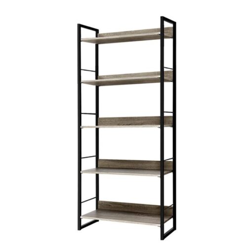 Kings Bookshelf Wooden Display Shelves Bookcase Shelf Storage Metal Wall Black
