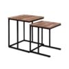Kings Coffee Table Nesting Side Tables Wooden Rustic Vintage Metal Frame