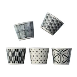 Komon 5 Piece Porcelain Japanese Tea Cup Set