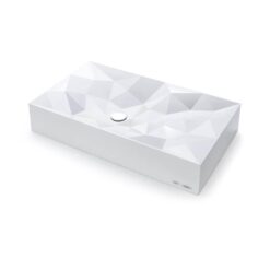 Kristall Sani-Quartz Bathroom Basin - Geometric - Above Counter Top - 715 x 415mm Satin White