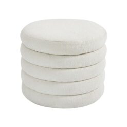 Kylie Sherpa Fabric Round Storage Ottoman
