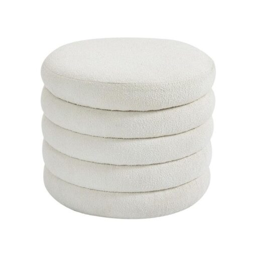 Kylie Sherpa Fabric Round Storage Ottoman