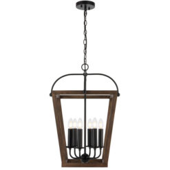 Lacota Iron & Wood Pendant Light, 6 Light