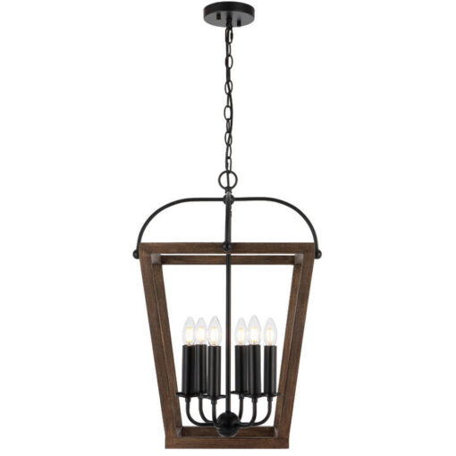 Lacota Iron & Wood Pendant Light, 6 Light