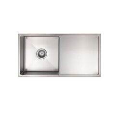 Lavello Nano Coated Stainless Steel Kitchen Sink - 840 x 440mm Single Bowl with Drainer - Top/Under Mount - PVD Brushed Nickel