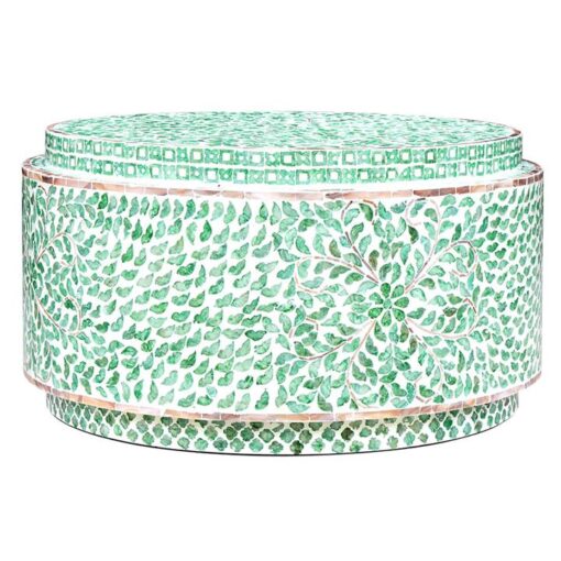 Layla Seashell Inlaid Round Coffee Table, 76cm