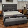 Leeds custom upholstered bed with deluxe base - discounted display model