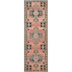 Legacy No.852 Bohemian Runner Rug, 400x80cm, Salmon / Midnight