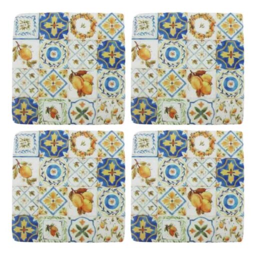 Lemon Tile Resin Coaster, Set of 4
