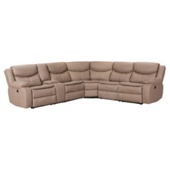 Leonay Leather Look Fabric Modular Corner Sofa with Electric Recliners, 6 Seater, Latte