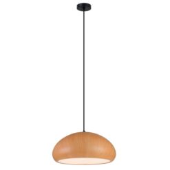 Ligna Metal Pendant Light, Dome, Golden Oak