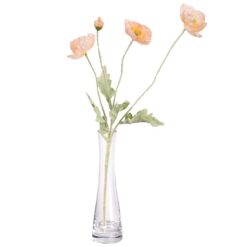 Linddy Artificial Poppy in Bud Vase, Peach Flower, 46cm