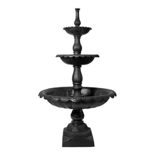 Lisbon Cast Iron Garden Fountain, 3 Tier, Black