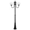 Lisbon Italian Made IP43 Exterior Up Post Light, 2 Light, Style B, 225cm, Black