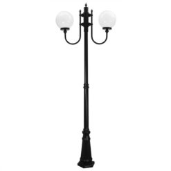 Lisbon Italian Made IP43 Exterior Up Post Light, 2 Light, Style B, 225cm, Black