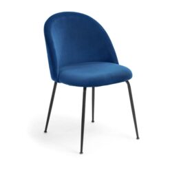Loftus Velvet Fabric Dining Chair, Blue / Black