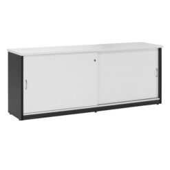 Logan Credenza Cabinet with Locker, 180cm, White / Black