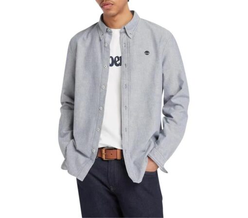 Long Sleeve Oxford Slim-Fit Shirt Grey