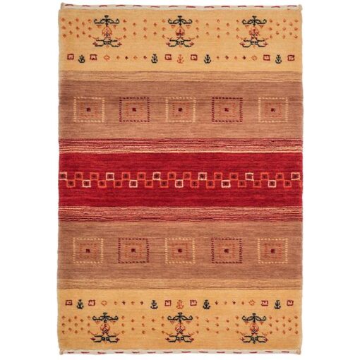 Lori No.198 Wool Tribal Rug, 225x155cm, Camel / Red