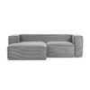 Lorton Corduroy Fabric Corner Sofa, 2 Seater with LHF Chaise, Light Grey