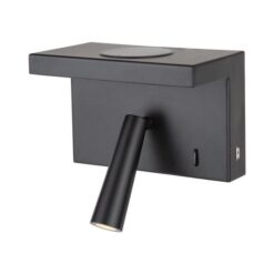 Lucknow I Dimmable LED Adjustable Wall / Reading Light with Wireless Charger, CCT, Black