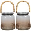 Lune 2 Piece Glass Votive Set, Small, Amber