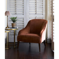 Lupita Velvet Fabric Lounge Chair, Cinnamon