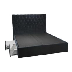 Luxemburg buttoned custom upholstered storage side rail bed frame