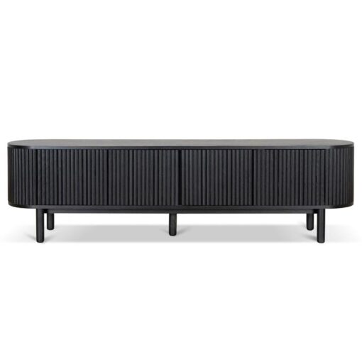Malin Wooden 4 Door Oval TV Unit, 200cm, Black