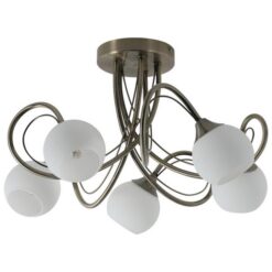 Malini Glass Batten Fix Ceiling Light, 5 Light