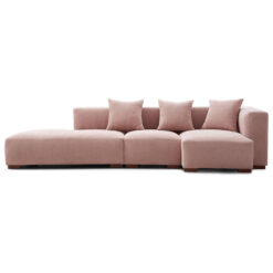 Mareno Modern Fabric Modular Corner Sofa, 3 Seater Armless with RHF Chaise, Blush