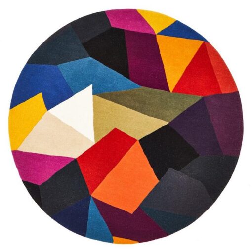 Matrix Carnival Hand Tufted Wool Round Rug, 120cm