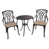 Mauritiu 3 Piece Cast Aluminium Round Garden Table Set, Bronze