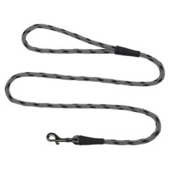 Mendota Clip Leash Small - lengths 3/8in x 4ft(10mm x1.2m) Made in the USA - Black Ice Silver