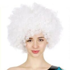 Mens DELUXE AFRO WIG Curly Hair Costume Party Fancy Disco 70s 80s Dress Up - White