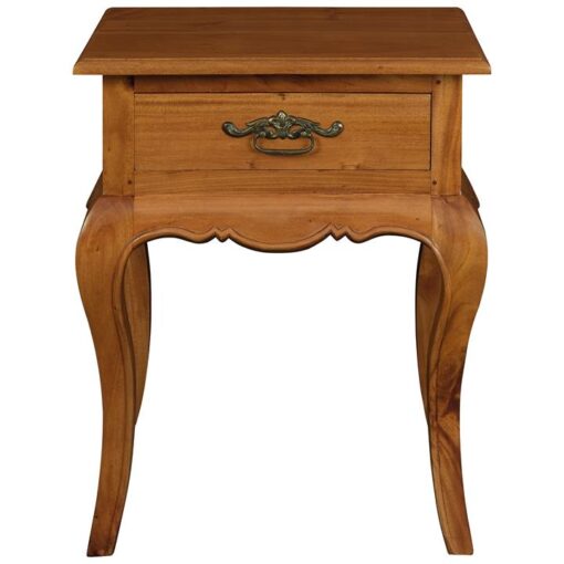 Mervent Solid White Cedar Timber Single Drawer Lamp Table - Light Pecan