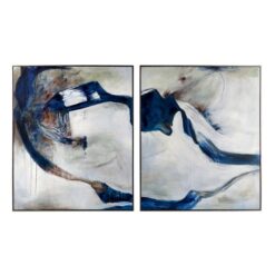 Midnight Summer 2 Piece Framed Hand Painted Canvas Wall Art Set, 120cm