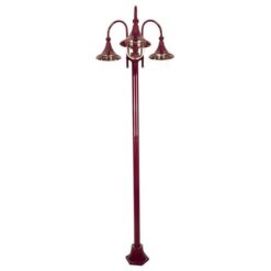Monaco Italian Made IP43 Exterior Post Light, 3 Light, 238cm, Burgundy