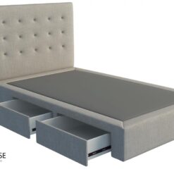 Mondo custom upholstered bed frame with choice of storage base