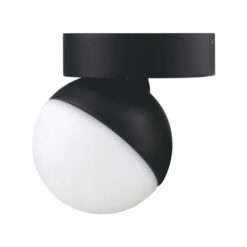 Moon Aluminium Dimmable LED Surface Mounted Spotlight, Opal Fascia, CCT, Black