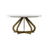 Moorgate Marble & Iron Round Coffee Table, 80cm, White / Brass