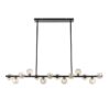 Moran Metal & Glass Horizontal Pendant Light, 14 Light, Black / Smoke