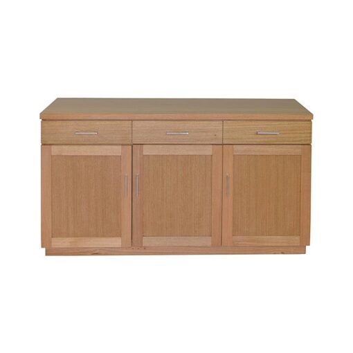 Moselia Tasmanian Oak Timber 3 Door 3 Drawer Buffet Table, 150cm, Wheat