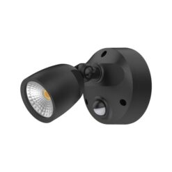 Muro Eco IP65 Tricolour Switchable LED Exterior Spotlight with Sensor, 1 Head, Black