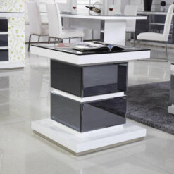 Mykonos Glass Top Modern Square Lamp Table