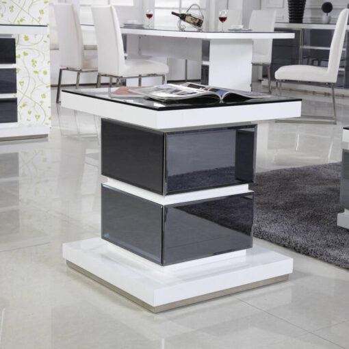 Mykonos Glass Top Modern Square Lamp Table