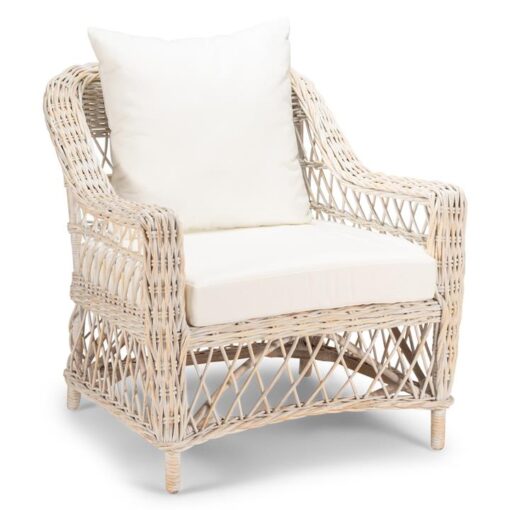 Nassau Rattan Armchair, White Wash / Oatmeal